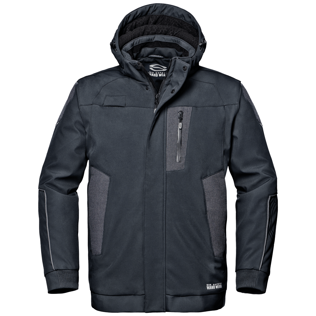 Siva modra delovna softshell jakna Dolphin SIR Safety System s snemljivo kapuco